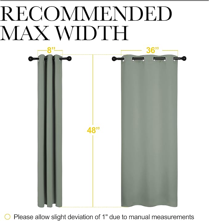 NICETOWN Greyish Green Room Darkening Curtains for Kitchen, Window Treatment Thermal Insulated Solid Grommet Room Darkening Curtains/Drapes for Bedroom (Set of 2, 42 inches Wide by 48 inches Long)