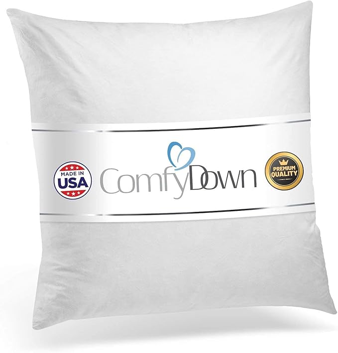 Throw Pillow Insert, 18 x 18 Inch, White, 95% Feather 5% Down