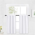 RYB HOME Half Window Curtains - 50% Light Block Privacy Curtains Thermal Insulated Drapes for Kitchen Cafe Kids Nursery Bedroom Living Room, W 29 x L 36 Each, Pure White, 2 Panels(Adult)