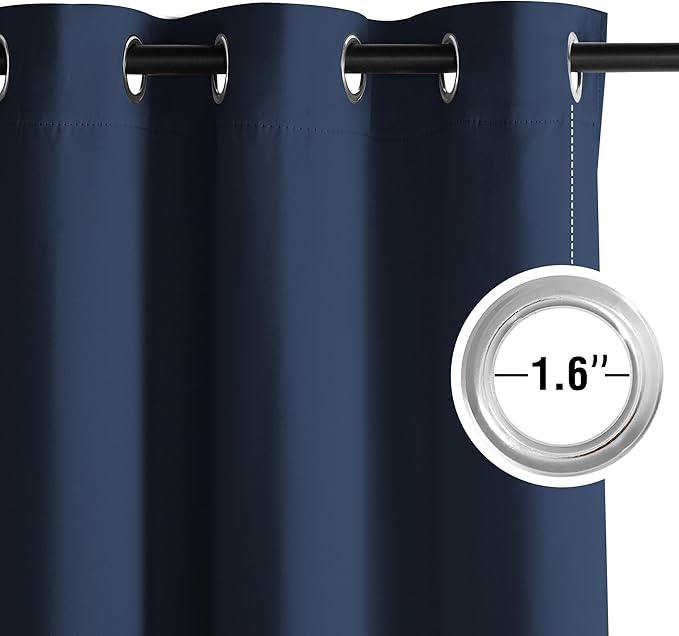 NICETOWN Blackout Curtains Grommet 2 Panels 72 Inches Long, Navy Blue