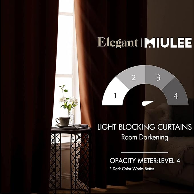 MIULEE Blackout Curtains 96 Inches Long for Bedroom Living Room Thermal Insulated Room Darkening Grommet Top Solid Light Blocking Drapery Set of 2 Window Panels Terracotta