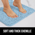 Bath Rug 44 x 26 Inch Chenille with Quick-Dry Microfiber and Rubber Backing