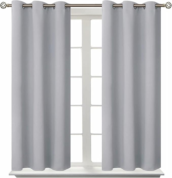 BGment Room Darkening Curtains 54 Inches Long - Grommet Thermal Insulated Drapes Window Treatment Curtains for Bedroom, 2 Panels, 38 x 54 Inch, Light Grey