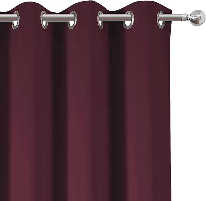 LEMOMO Burgundy Red Blackout Curtains 42 x 63 Inch Length/Set of 2 Curtain Panels/Thermal Insulated Room Darkening Blackout Curtains for Bedroom