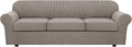 H.VERSAILTEX 4 Piece Stretch Sofa Covers for 3 Cushion Couch Covers for Living Room Furniture Slipcovers (Base Cover Plus 3 Seat Cushion Covers) Thicker Jacquard Fabric (Large Sofa, Taupe)