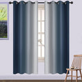 Yakamok Room Darkening Ombre Curtains 72 Inch Length, Navy Blue and Greyish White Thermal Insulated Gradient Color Curtains,Light Blocking Grommet Window Drapes for Bedroom,52 Inch Width,2 Panels