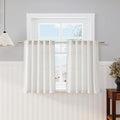 Nanspring Linen Curtains 40 Inch Length for Short Window - Small Semi Sheer Curtains for Cafe Kitchen Bedroom Rustic Farmhouse Decor Light Filtering Cream Curtain, 2 Panels