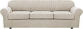 H.VERSAILTEX 4 Piece Stretch Sofa Covers for 3 Cushion Couch Covers for Living Room Furniture Slipcovers (Base Cover Plus 3 Seat Cushion Covers) Thicker Jacquard Fabric (Large Sofa, Island Fossi)