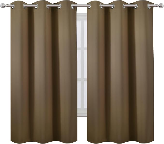 LEMOMO Brown Thermal Blackout Curtains/38 x 63 Inch/Set of 2 Panels Room Darkening Curtains for Bedroom