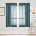 Window Sheer Curtains 54 inch Length, Soft Airy Light Filtering Sheer Curtain 2 Panels Set, Dual Rod Pocket Gauze Drapes for Living Room Bedroom, Dusty Blue, 2x42Wx54L Inches