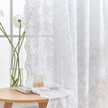 YJ YANJUN Vintage Lace Curtains 84 Inches Long 2 Panels-Victorian Floral Old World Style Cottage Shabby Chic White Sheer Curtains for Living Room Bedroom Rod Pocket Light Filtering 52 x 84 Inch