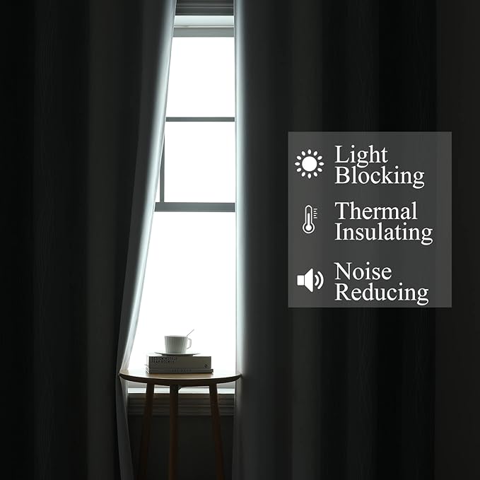 Estelar Textiler Grey and Greyish White Gradient Blackout Curtains 102 Inches Long for Bedroom, Thermal Insulated Full Room Darkening Ombre Gray Grommet Drapes for Living Room, 52Wx102L, 2 Panels