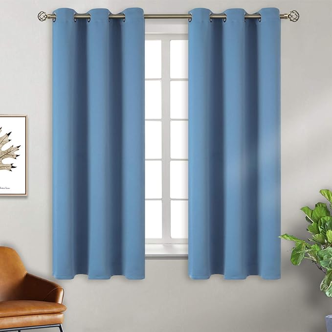 BGment Blackout Curtains for Bedroom - Grommet Thermal Insulated Room Darkening Curtains for Living Room, Set of 2 Panels (38 x 63 Inch, Faded Denim)