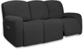 PureFit Super Stretch 3 Seats Recliner Chair Sofa Couch Cover with Pocket – Non Slip Soft Sofa Slipcover, Washable Spandex Reclining Furniture Protector for Kids, Pets (Recliner Sofa, Dark Gray)