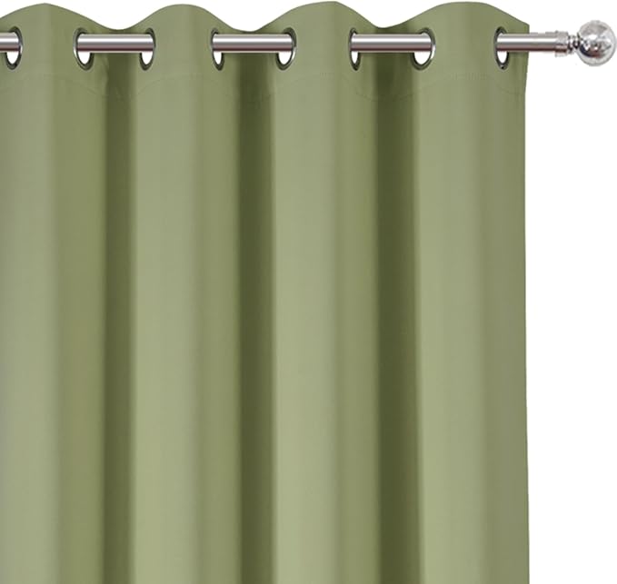 LEMOMO Blackout Curtains 66 x 84 inch/Sage Green Curtains Set of 2 Panels/Thermal Insulated Room Darkening Bedroom Curtains