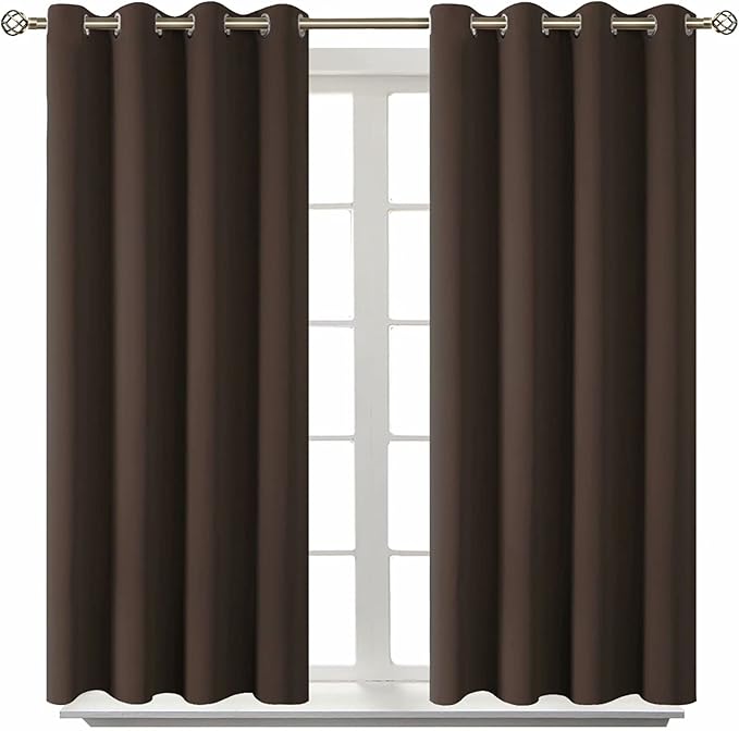 BGment Blackout Curtains for Living Room - Grommet Thermal Insulated Room Darkening Curtains for Bedroom, 2 Panels of 52 x 45 Inch, Brown