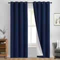 Yakamok 100% Blackout Curtain Panels 84 inches Cold and Light Blocking Drapes for Nursery, 2 Thick Layers Thermal Insulated Draperies (2 Pieces, 50 Wide Each Panel, Navy Blue/White Backing)