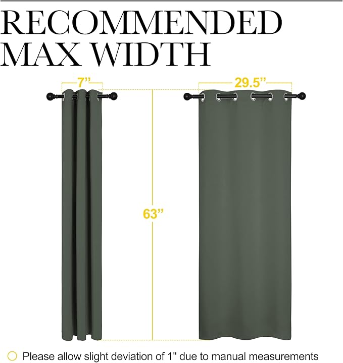 NICETOWN Thermal Insulated Curtains Blackout Draperies, Window Treatment Solid Grommet Room Darkening Drape Panels for Bedroom (Dark Mallard, Set of 2 Panels, 34 by 63 inches Long)