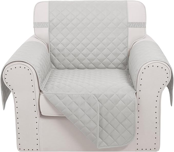 Recliner Chair Covers Reversible Sofa Cover Couch Cover for Pets Lazy Boy Furniture Protector(23''Chair,Light Grey/Light Grey)