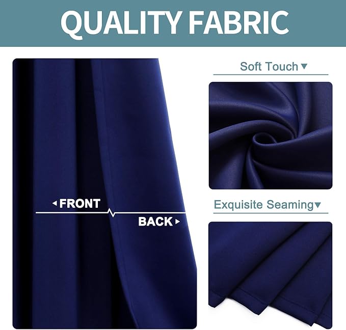 ChrisDowa Grommet Blackout Curtains for Bedroom and Living Room - 2 Panels Set Thermal Insulated Room Darkening Curtains (Navy Blue, 42W x 84L)