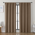 Simplebrand Ava Brown Blackout Curtains for Bedroom 84 Inch Length 2 Panels Set, Solid Thermal Insulated Privacy Living Room Window Treatment Curtains Blackout Drapes, W50 x L84 Inch, Brown