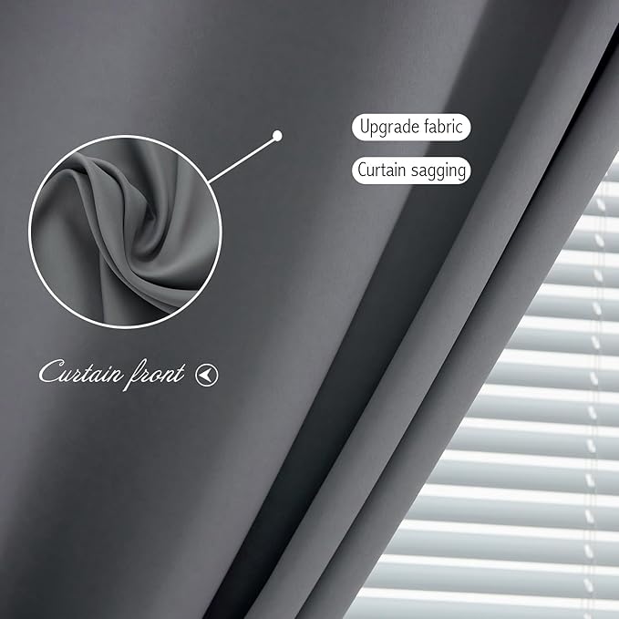 Magic Tape Stick On Curtains Window Shades Pull Down Blackout Window Cover Blackout Curtains for Bedroom No Drillng Self Adhesive Curtains No Rod Small Curtain, 59" W X 71" L, Grey, 1 Panel
