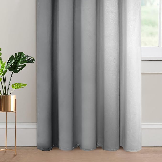 Yakamok 84 Inch Length Gray and Greyish White Gradient Color Ombre Curtains for Bedroom, Room Darkening Thermal Insulated Grommet Window Drapes for Living Room (2 Panels, 70x84 Inch)