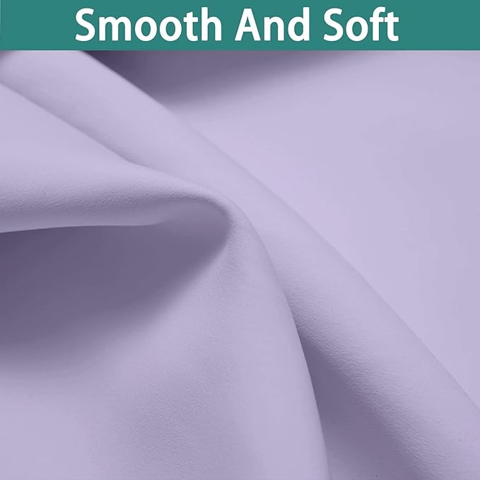 Yakamok 100% Blackout Curtains 84 Inches Long, 2 Thick Layers Heat and Full Light Blocking Soft Thermal Insulated Drapes for Bedroom(52" Wide Each Panel, Lilac, 1 Panel)