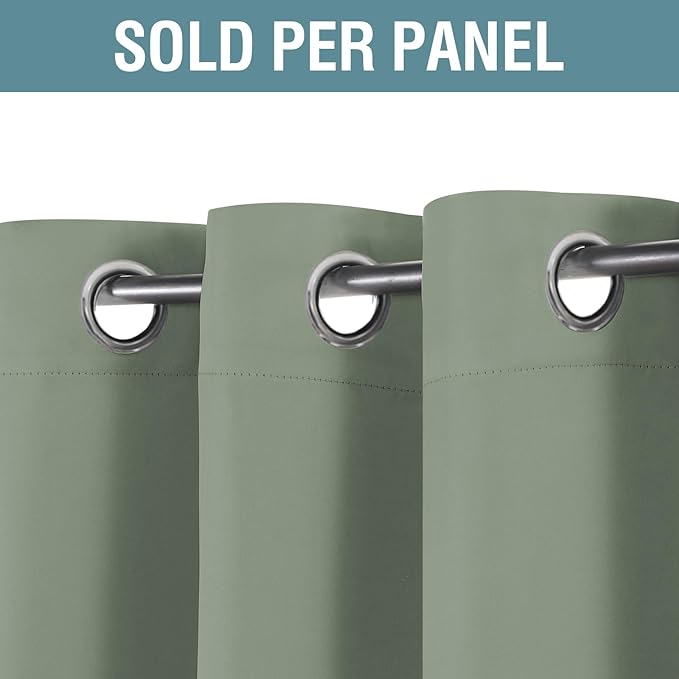 H.VERSAILTEX Blackout Curtain for Living Room Thermal Insulated Window Treatment Curtain Extra Long 96 inch Length Energy Saving Solid Grommet Top Blackout Drape, One Panel, Cyan, 52" W x 96" L