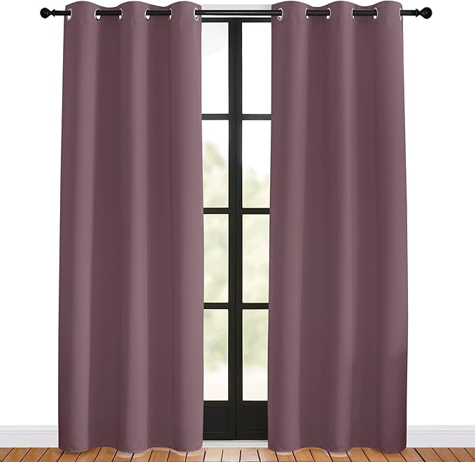 NICETOWN Blackout Curtains for Bedroom, Dry Rose, 42 W by 80 L, Set of 2, Thermal Insulated Curtains & Drapes with Grommet Top for Living Room, Privacy Window Treatment Draperies