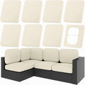 hyha 8Pcs Patio Cushion Covers, Stretch Outdoor Couch Cushion Covers Replacement, Washable Outdoor Chair/Sofa Slipcovers for Patio Furniture Cushions Protector with Elastic Bottom(Beige,Cover Only)