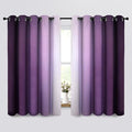 Yakamok Thermal Insulated Ombre Curtains 63 Inch Length 2 Panels, Greyish White and Purple Light Blocking Gradient Color Curtains, Room Darkening Grommet Window Drapes for Bedroom
