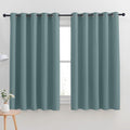 NICETOWN Thermal Insulated Greyish Blue Blackout Curtains for Bedroom, Window Treatment Solid Grommet Room Darkening Drape Panels for Bedroom (Set of 2, 70 by 63 inches Long)