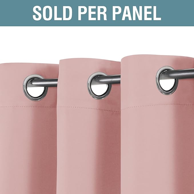 H.VERSAILTEX Blackout Curtain for Living Room Thermal Insulated Window Treatment Curtain Extra Long 84 inch Length Energy Saving Solid Grommet Top Blackout Drape, One Panel, Baby Pink, 52" W x 84" L