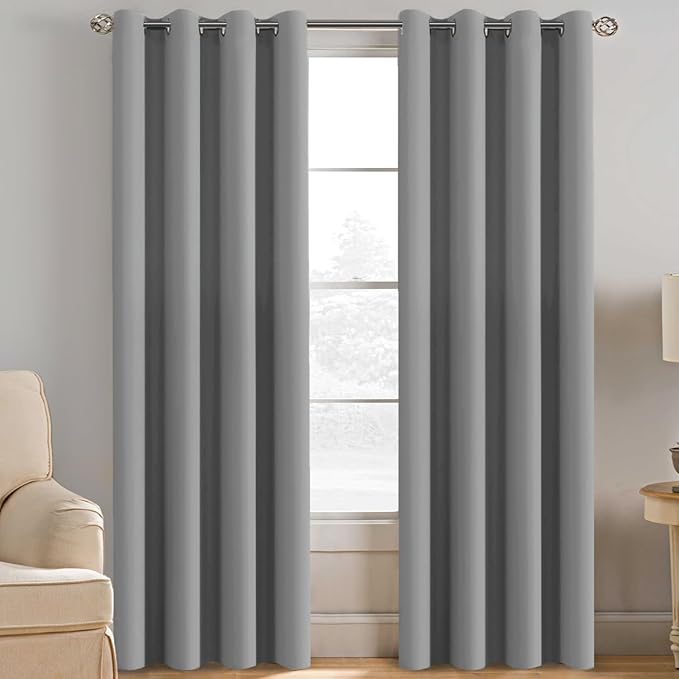 H.VERSAILTEX Blackout Room Darkening Thermal Insulated Grommet Window Curtains Drapes Draperies for Living Room/Bedroom, Energy Saving Curtains for Patio Door, Dove Gray, 1 Panel, 52" W x 96" L