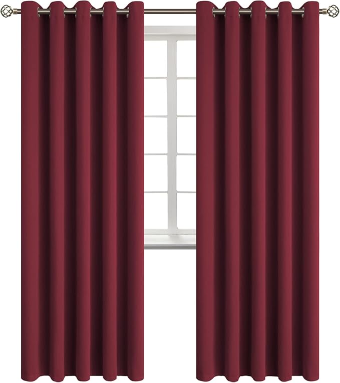 BGment Blackout Curtains for Bedroom - Grommet Thermal Insulated Room Darkening Curtains for Living Room, Set of 2 Panels (70 x 84 Inch, Burgundy)
