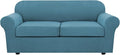 H.VERSAILTEX 3 Piece Stretch Sofa Covers for 2 Cushion Sofa Couch Covers for Living Room Furniture Cover (Base Cover Plus 2 Seat Cushion Covers) Thicker Jacquard Fabric(Large Sofa, Storm Blue)