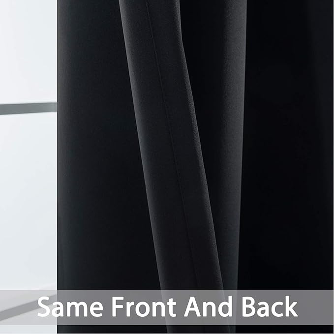 Yakamok Blackout Sliding Glass Door Curtains, Thermal Insulated Window Treatment Drapes for Patio Doors, Grommet Extra Wide Curtain Panels for Living Room, Bedroom (1 Panel, Black, 100W x 84L)