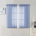 Chyhomenyc Sheer Curtains 54 Inch Long 2 Panels Set - Light Filtering Short Soft Airy Short Cafe Curtains, Modern Rod Pocket for Dinning Living Room Bedroom, 42Wx54L Inch, Denim Blue