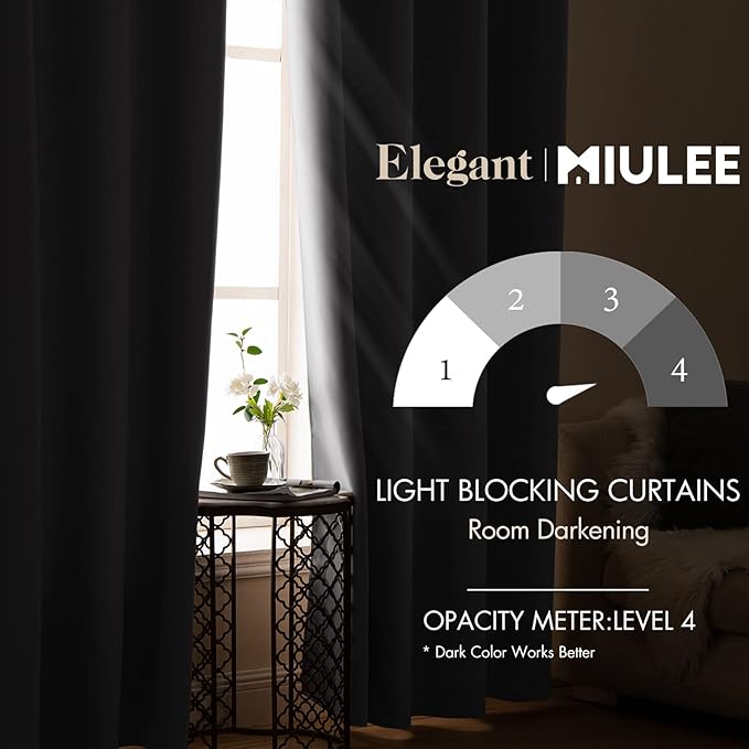 MIULEE Blackout Curtains 96 Inches Long for Bedroom Living Room Thermal Insulated Room Darkening Grommet Top Solid Light Blocking Drapery Set of 2 Window Panels Grey