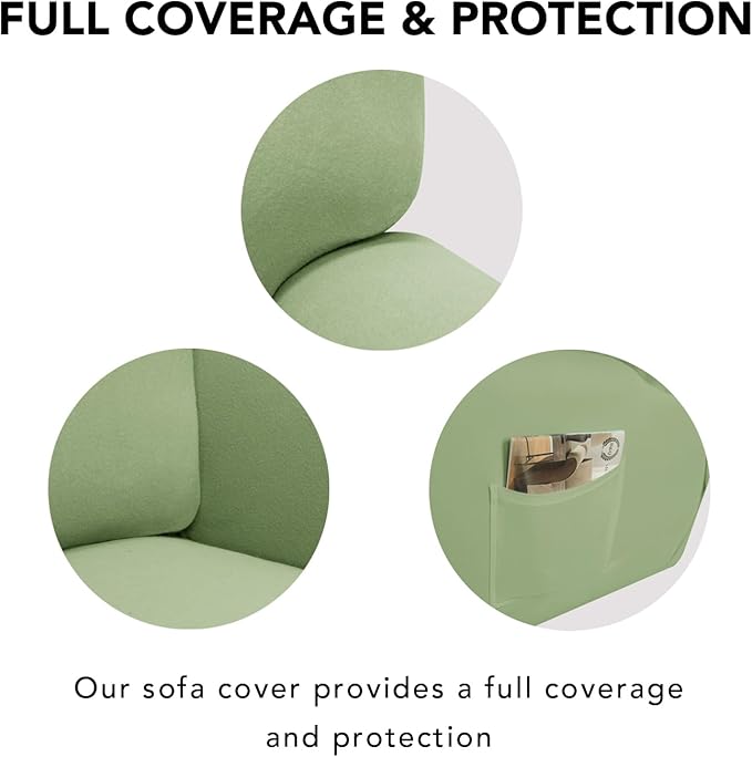 PureFit Super Stretch Recliner Cover Sofa Couch Cover with Pocket – Non Slip Soft Sofa Slipcover, Washable Spandex Reclining Furniture Protector for Kids, Pets (Recliner, Sage Green)