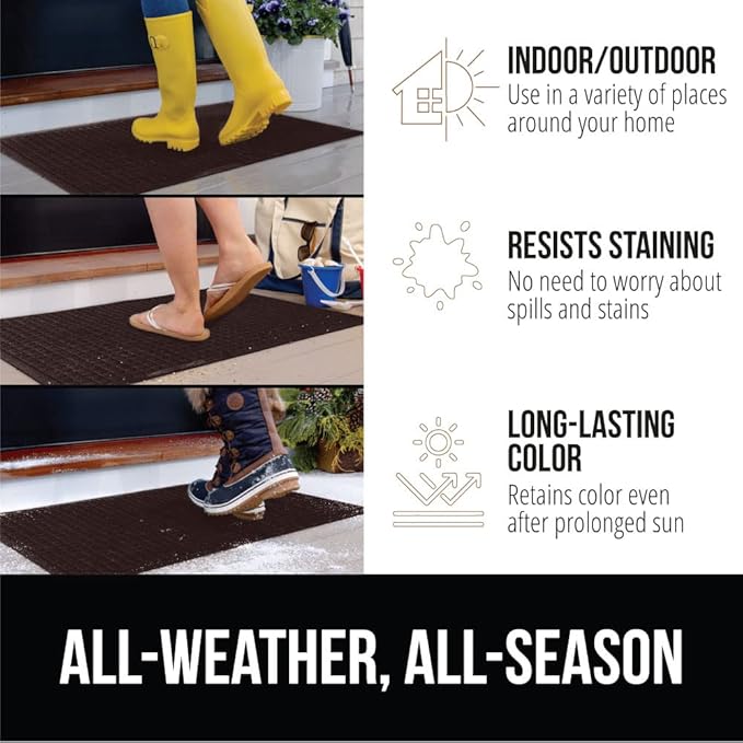 GORILLA GRIP® Ultra Absorbent Front Door Mat Outside Entrance 35x23, Traps Dirt and Moisture, HydroABSORB Indoor Outdoor Doormat Holds Up to 5.7 Cups Water, Stain and Fade Resistant Welcome Mat Coffee