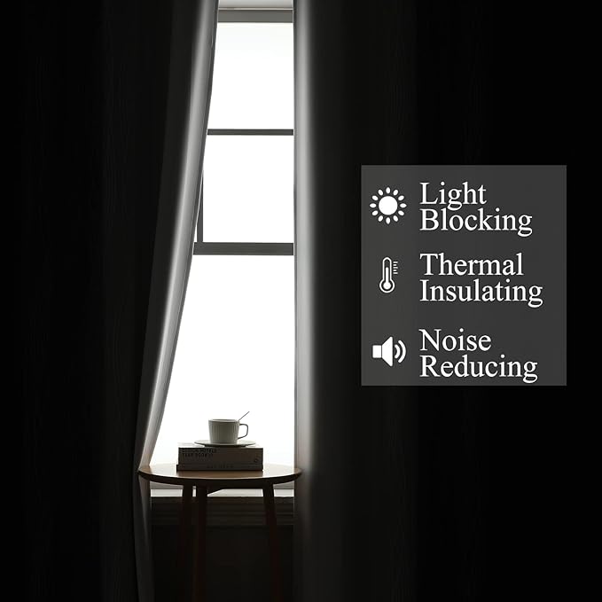 Estelar Textiler Full Room Darkening Blackout Curtains 72 Inch Length 2 Panels Set, Ombre Greyish White and Black Thermal Insulated Full Light Blocking Grommet Blackout Drapes for Bedroom, 52Wx72L