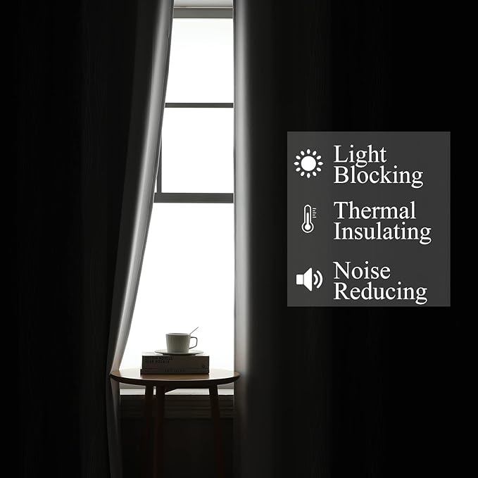 Estelar Textiler Ombre Blackout Curtains 102 Inches Long 2 Panels Set, Black and Greyish White Thermal Insulated Drapes for Bedroom, Full Room Darkening Grommet Curtains for Living Room, 52Wx102L