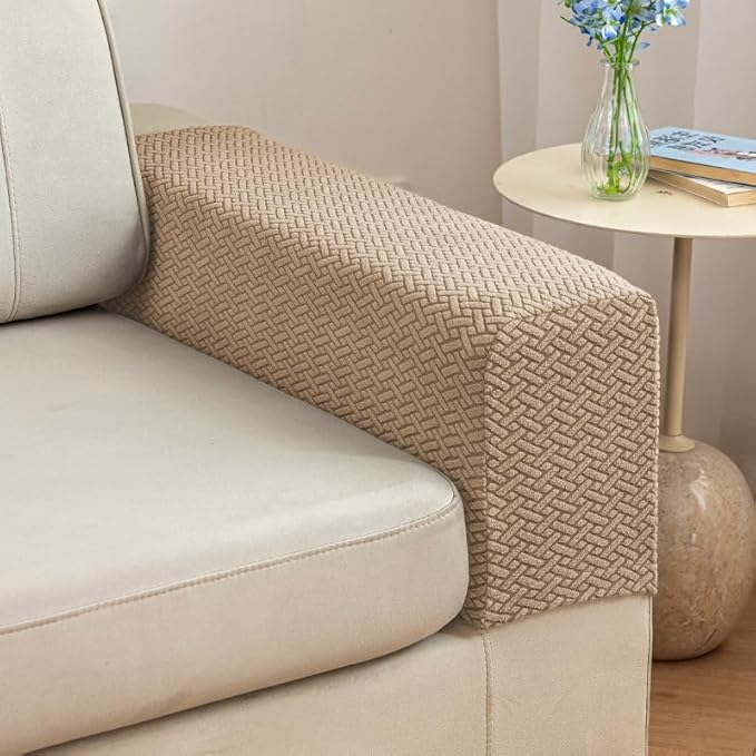 Soothing Home Sofa Covers, Sofa Hero Covers, Wear-Resistant Universal Couch Covers Washable Stretch Sectional Couch Cushion Covers (Coffee,Arm Rest Covers 2pcs)
