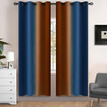 Yakamok Blackout Ombre Dark Blue and Burnt Orange Curtains-Gradient Room Darkening Curtain, Grommet Thermal Insulated Light Blocking Window Drapes Curtain for Living Room Bedroom,52 x 72 Inch,2 Panels