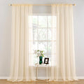 MIULEE 2 Panels Solid Color Sheer Window Curtains Elegant Window Voile Panels/Drapes/Treatment for Bedroom Living Room (54 X 120 Inches Cream Beige)