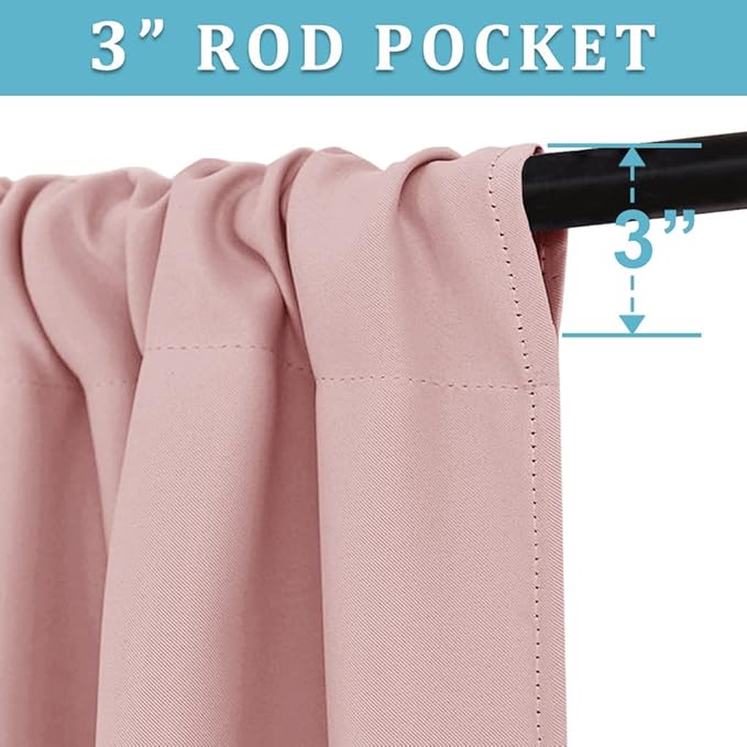 RYB HOME Blackout Cafe Curtains 30 inch Length, Short Light UV Heat Blocking Energy Saving Privacy Curtain Tiers for Basement Bathroom Kitchen Window, Width 29 by Length 30, Peach Blush, 2 Panels