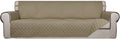 PureFit Reversible Quilted Sofa Cover, Water Resistant Slipcover Furniture Protector, Washable Couch Cover with Non Slip and Elastic Straps for Kids, Dogs, Pets (XX Large, Beige/Beige)