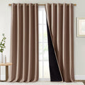 NICETOWN Warm Curtains for Winter, Complete Blackout Shades for Large Window Door, 100% Blackout Curtain Panels with Black Lined, 70 inches Width Each Panel, 95 inches Length, Cappuccino, 2 Pieces
